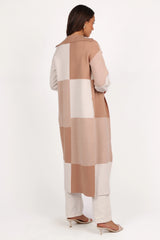 Kingston Large Check Long Cardigan - Beige Check