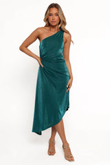 Emma One Shoulder Midi Dress - Teal
