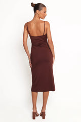 Ashy Midi Dress - Brown