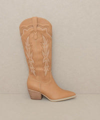 Ainsley Embroidered Cowboy Boot - Camel