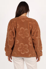 Lasky Flower Pattern Button Down Jacket - Camel