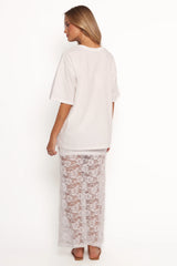 Laken Sheer Lace Maxi Skirt - White
