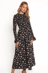 Mairead Maxi Dress - Black Floral
