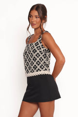Finley Embroidered Top - Black Natural