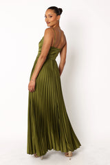 Naira Pleated Maxi Dress - Palm Green