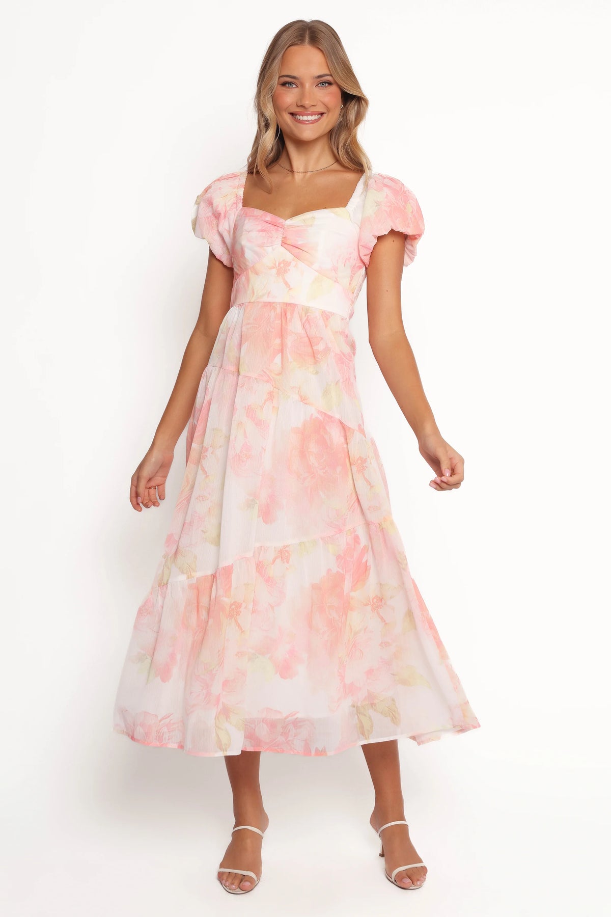 Lumis Midi Dress - Peach Floral