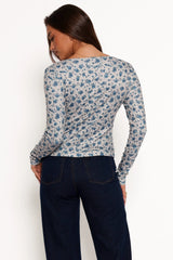 Keanu Long Sleeve Top - Blue Floral