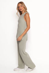 Ellory Knitted Pants Set - Light Sage