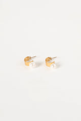 Callie Pearl Hoop Earrings - Gold
