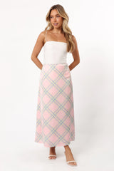 Clarissa Midi Skirt - Pink Check