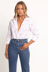 Cyra Heart Top - White Red