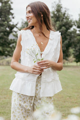 Athena Ruffle Top - White