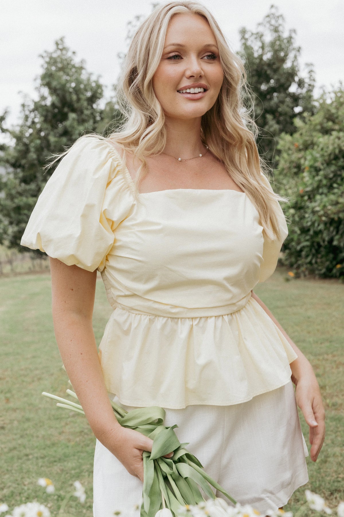 Clo Puff Sleeve Top - Butter Yellow