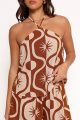 Henri Halter Top - Tan Print
