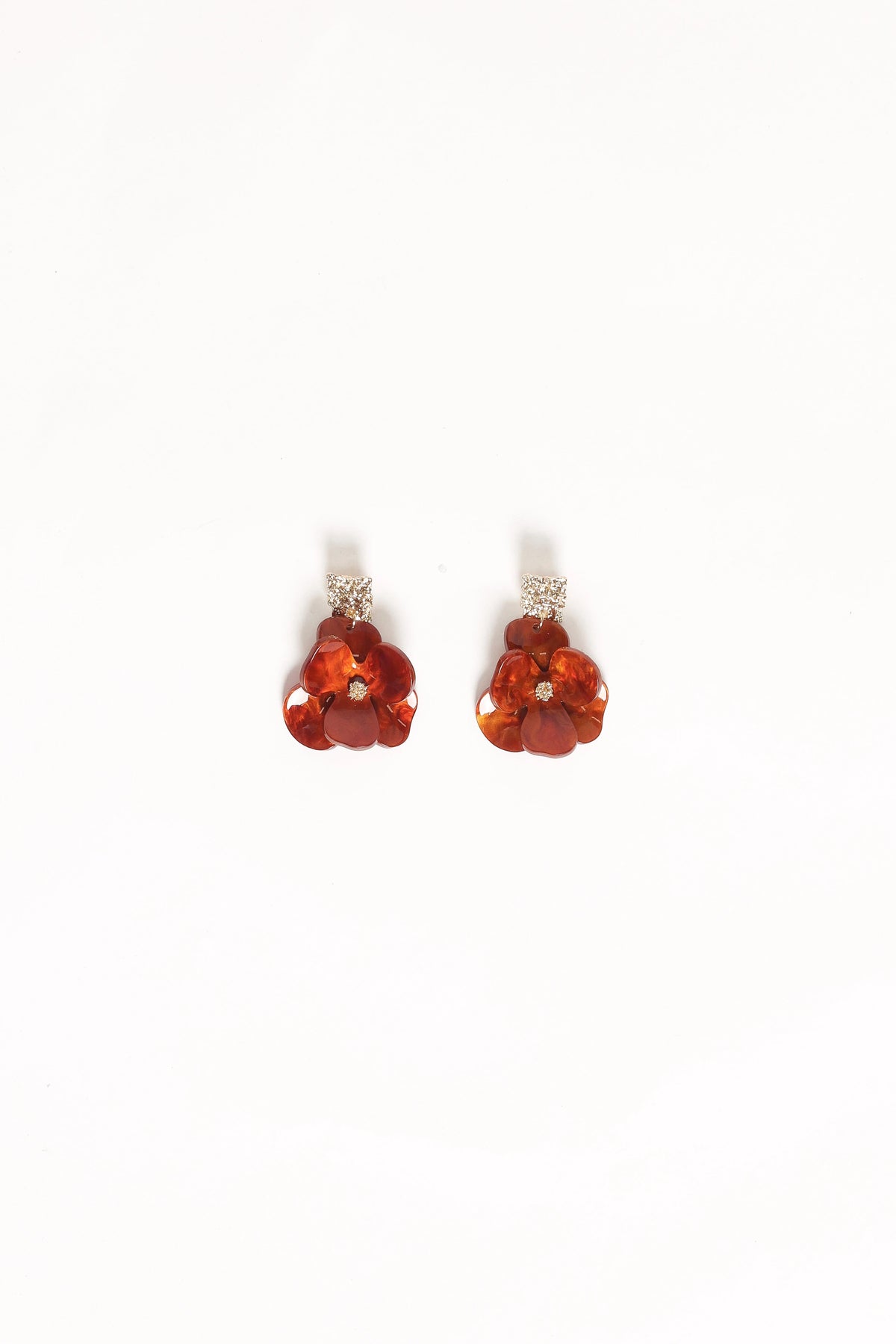 Lennon Flower Earrings - Gold/Brown