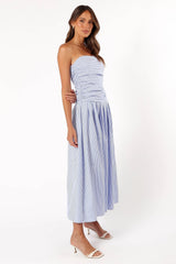 Avalee Strapless Maxi Dress - Blue Stripe