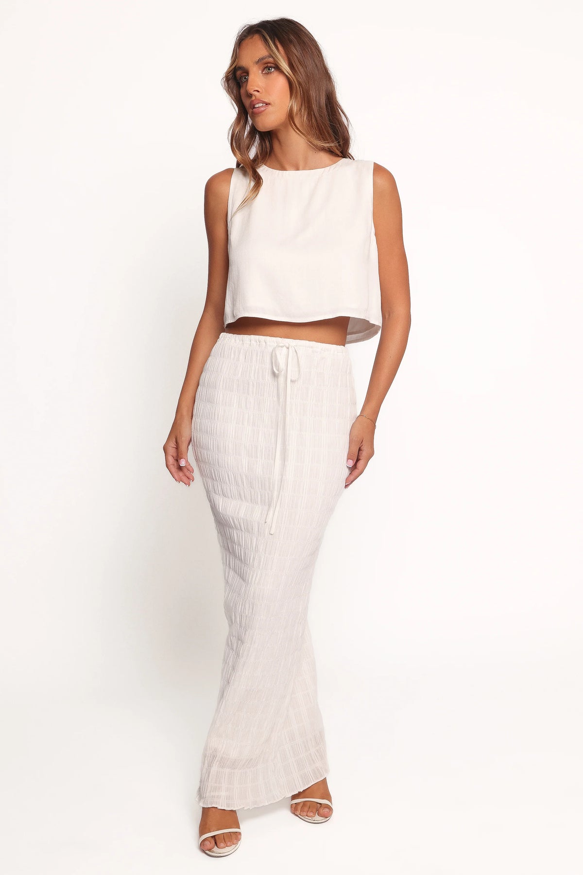 Charlotte Textured Maxi Skirt - White