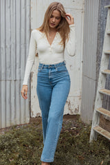 Dio Knit Henley - Cream White