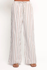 Ember Cotton Pants - Blue Brown Stripe