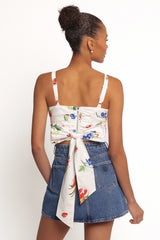 Geneva Tie Top - Off White Red