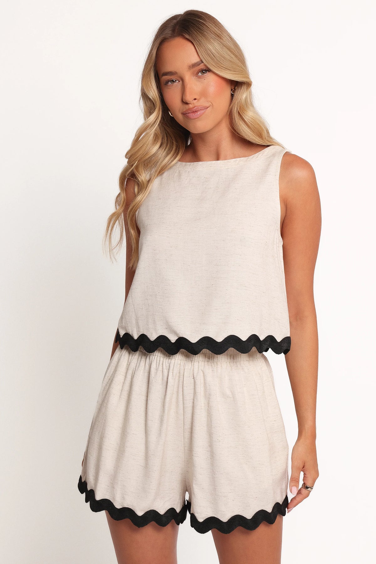 Katy Short Set - Cream Black