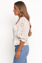 Mairead Eyelet Top - Cream