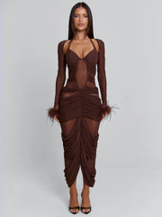 Cherrey Maxi Dress Chocolate