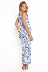 Claud Maxi Skirt - Blue White Floral