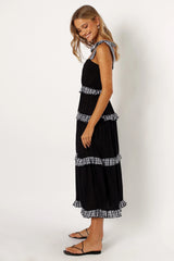 Chanty Tiered Midi Dress - Black Gingham
