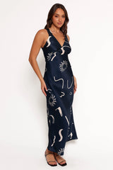 Ashlyn Midi Dress - Navy Print