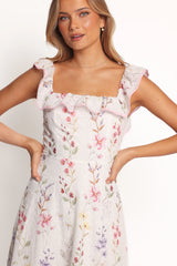 Lucille Maxi Dress - White Floral