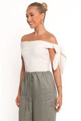 Charama Off Shoulder Knit Top - White