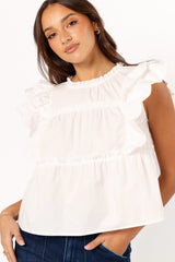 Elaine Ruffle Top - Off White