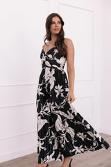 Angelique Pleated Jumpsuit - Black Floral