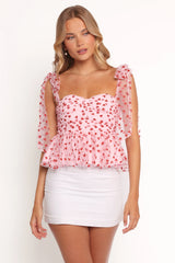 Floret Top - Red Hearts