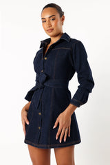Natala Long Sleeve Mini Dress - Denim