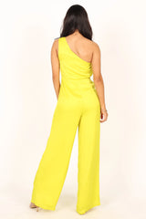 Isabel One Shoulder Jumpsuit - Lime