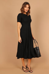 Audrina Knit Midi Dress - Black