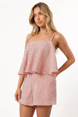 Cambria Romper - Cream Red Stripe