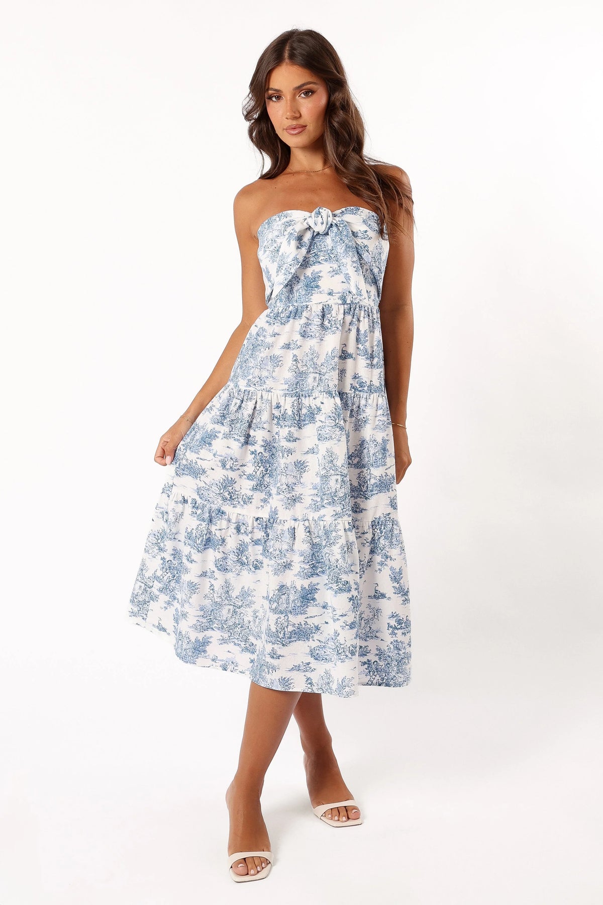 Cherie Bow Front Midi Dress - Blue