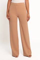 Liora Flat Front Knit Pants - Mocha