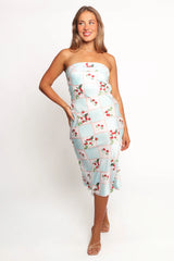 Benton Strapless Midi Dress - Cherry Print