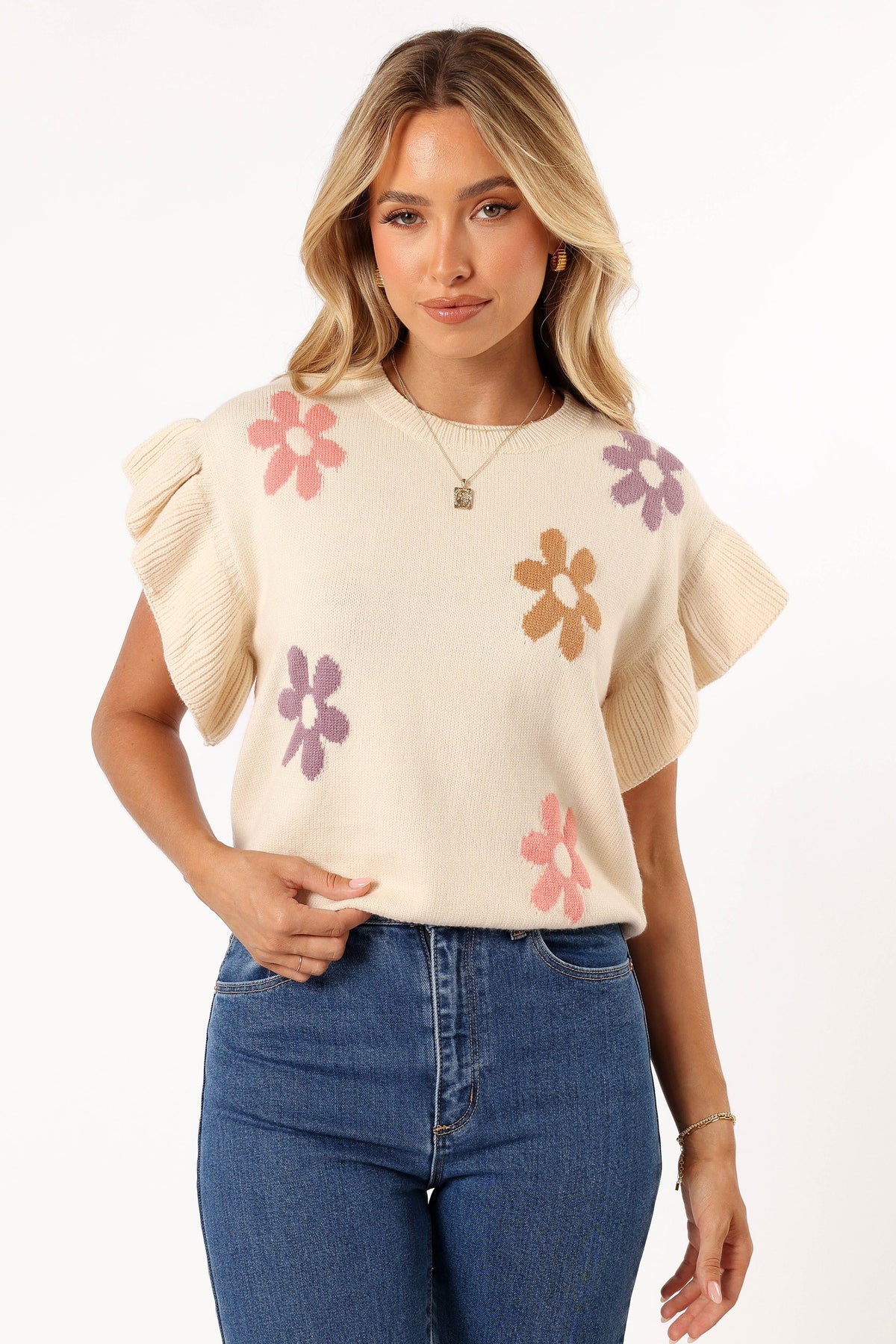 Kinsley Floral Top - Cream Multi