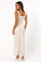 Heidi Stripe Slip Skirt - White Black Stripe