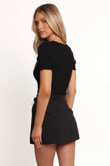 Kya Short Sleeve Knit Top - Black