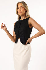 Daniella Linen Vest - Black