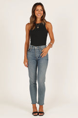 Ari Ribbed Tank Top - Black