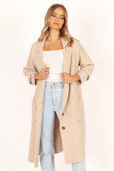 Ivy Button Front Coatigan - Oatmeal