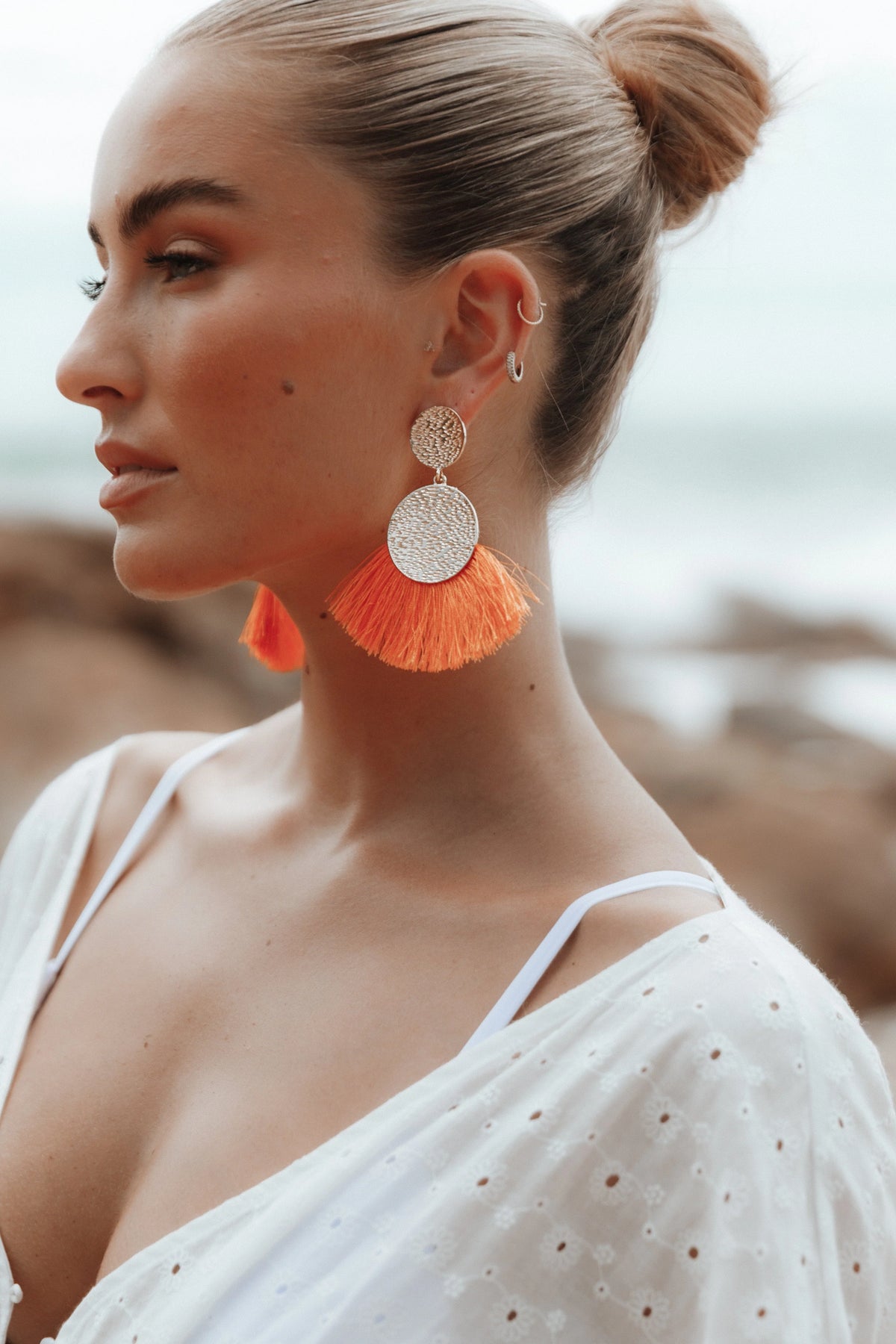 Eloise Tassel Earrings - Gold/Orange