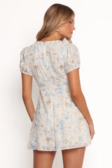 Marisol Mini Dress - Cream Blue Floral